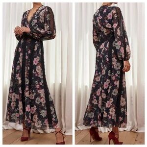 NWT La Ligne Margaret French Lace Magnolia Printed Romantic Maxi Dress. Size S